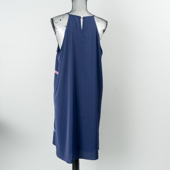 NWT Navy Blue Stripe Keyhole-Back Sleeveless Dress - small - Picture 4 of 6